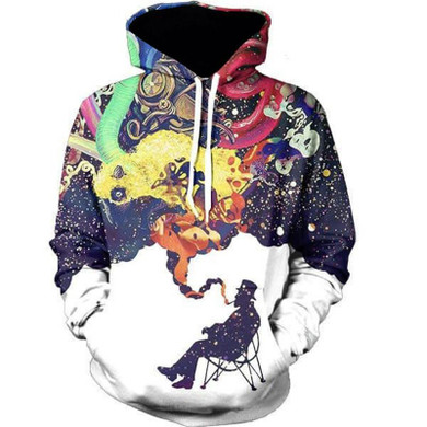 3D Hoodies Men 2017 Smoke Smoking Printed Autumn Winter Loose Hoody Hooded Plus Size Mens Clothing Oversized Sweatshirt Dropship