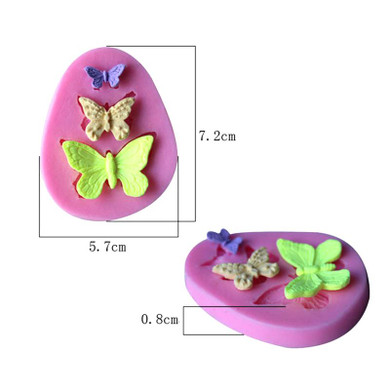 3D Butterfly Mold Silicone Cake Fondant Sugarcraft Decorating Baking Tools Bakeware Mould 3 Cavities For Soap Candy Chocolate