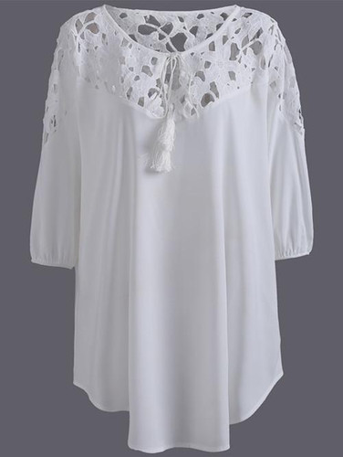 5XL Big Size Women Tops 2017 Fashion Women Shirts Summer Lace Blouse Casual Women Tops Plus size blusa feminina 7 Color