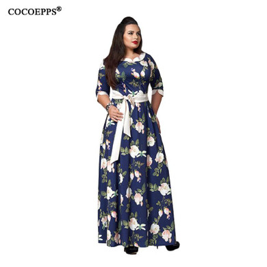 5XL 6XL Sexy Maxi Dress big size 2018 Women summer plus size Party Dress Vintage loose Floral Printing Boho style Long Dresses