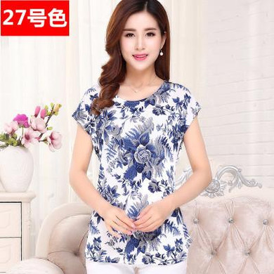 5XL 2018 women summer tops tees ladies short t shirt Women's Boat anchor t-shirt Silk female tshirt woman clothes plus size