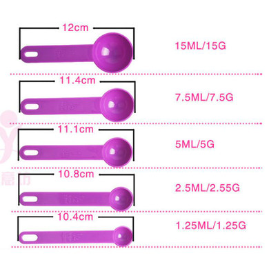 5pcs/set Purple&amp;Black Baking Cooking Kitchen Tools Measuring Spoon Silicone Measuring Ladle with Scale