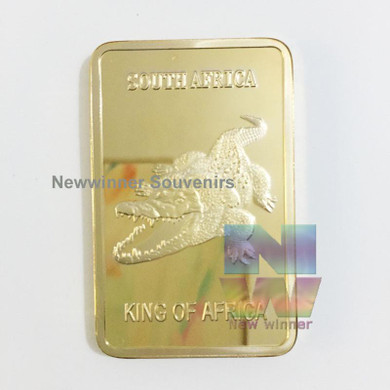 5PCS/Lot South Africa Wildlife Souvenir Bars Gold Plated Bullion Coins with Deer and Crocodile Animal Bar