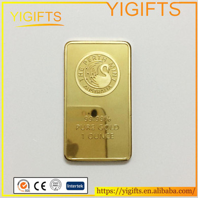5pcs/lot 24k Gold Plated Perth Mint Australia Bullion Bar Replica Coin Gift Proof Collection Non Magnetic!