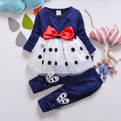 Children clothing baby girl's cloth set cotton cloth set for baby kids long sleeve dress pants 2pcs cloth set