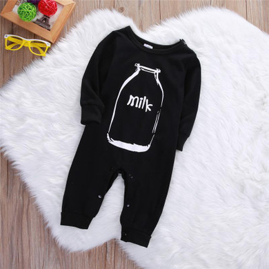 Children Baby Romper Clothes Newborn Infant Baby Boy Girl Black Cotton Milk Romper Jumpsuit Baby Sleepsuit Outfits