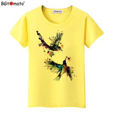 BGtomato Hot sale summer Beautiful birds shirt women top tees new t shirt women short sleeve casual clothes fashion t-shirt