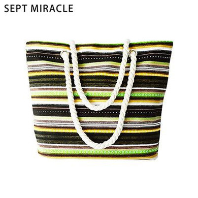 Girls New Canvas Stripe Summer Beach Bag Shoulder Bag Women Messenger Bag Female Casual Tote Handbag Ladies Fashion Shopping Bag