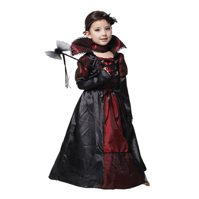 Girls Halloween Dress Black Queen Vampire Costume Kids Carnival Masquerade Party Fancy Vestido Children Cosplay Clothes