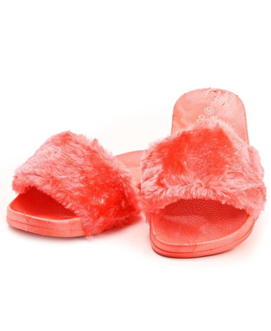 Girls Fluff Sandals - Coral Girls Fluff Sandals - Coral