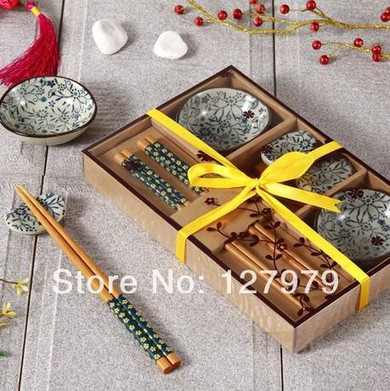 Chinese wind ceramic tableware set Japanese style dishes with gift boxes high-end sushi set