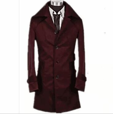 Designer teenage slim sexy trench coat men fashion long sleeve mens medium-long trench coat classic outerwear plus size S - 9XL