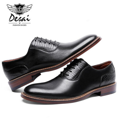 DESAI Brand Luxury Business Style Casual Men Dress Leather Shoes Genuine Leather Oxford Shoes For Men Wedding Shoes