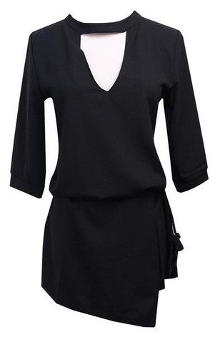 2016  Fashion Women  Playsuits   Deep V-neck Long Sleeve Jumpsuits  Celeb Sexy Mini Playsuit Lady Jumpsuit Shorts Black