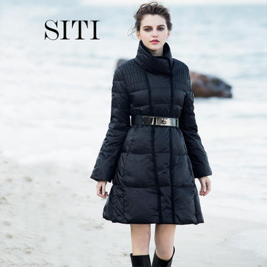 2015 women down warm super long gift belt coat  jacket  parka zipper fashion new winter outerwear tailor collar plus size thick