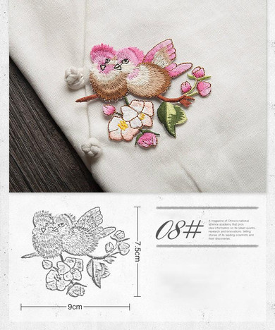 1Pcs Bird on the breach Embroidery Iron on Patches for Clothing Applique DIY Hat Coat Dress Pants Accessories Cloth Sticker