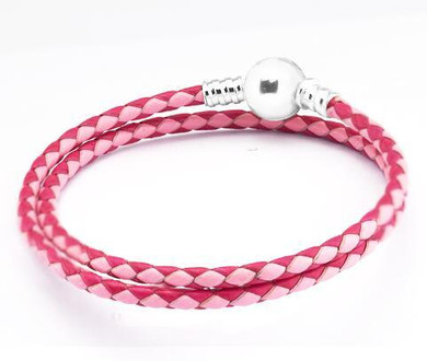 Bracelet Mixed Pink Woven Double Leather Charm Bracelets for Women Men 925 Silver Jewelry Pulseira Masculina Feminina Hombre Bracelet Mixed Pink Woven Double Leather Charm Bracelets for Women Men 925 Silver Jewelry Pulseira Masculina Feminina Hombre