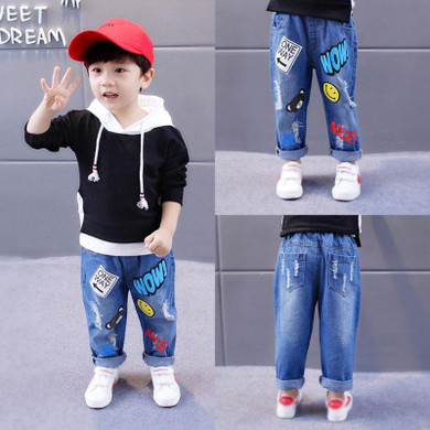 Boys Jeans For Kids Pants Causal Elastic Waist Children Denim Trousers Boy Clothing Cowboy Spring Autumn Pencil Jeans For Girls