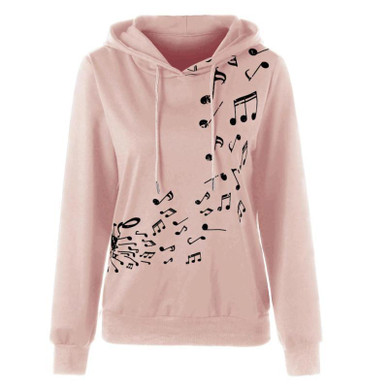 2017 Autumn Winter Warm Hoodies Women Sweatshirts Casual Musical Note Print Long Sleeve Loose Hoody Tops Pullover Femme
