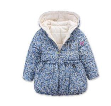 Girls' winter warm floral hooded jacket