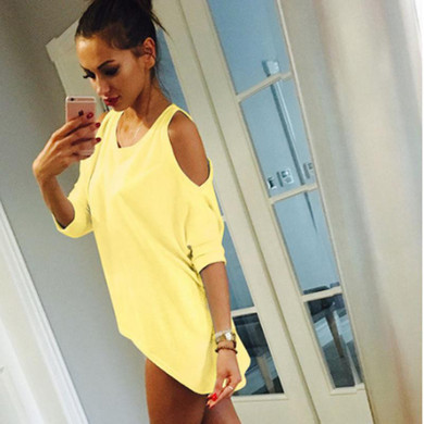 2018 Summer Women T-Shirt O-Neck Solid Color Off Shoulder Sexy Long Womens Top Tees Loose Casual T Shirt Plus Size
