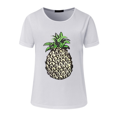 2018 Summer Women Korean style Fruit Print Pineapple Female T-shirt O-neck Casual Short Sleeve Female Top Tee Plus Size Clothing