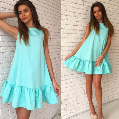 2018 Summer Women Dresses Casual Beach Party Chiffon Dress Ruffle Sleeveless Sundress Female Fashion Mini Sexy Dresses