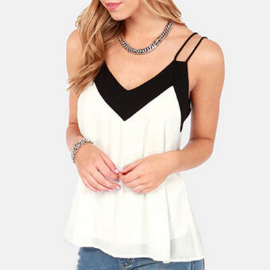 2018 Summer Style Tank Top Vest Women V-Neck Sleeveless Halter Blouse Shirt Sexy Casual Loose Tops Chiffon Blusas Plus Size