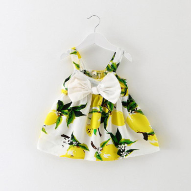 2018 Summer Sleeveless Baby Girl Dress Printed Bowknot Infant Princess Dress Newborn Baby Girl Dresses Toddler Clothing