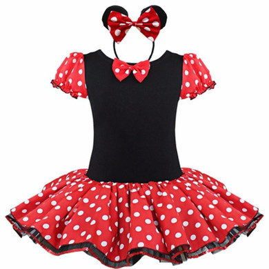 2018 summer Kids Gifts Minnie Party Fancy Costume Cosplay Girls Ballet Tutu Dress+Ear Headband Girls Polka Dot Dress Clothes Bow