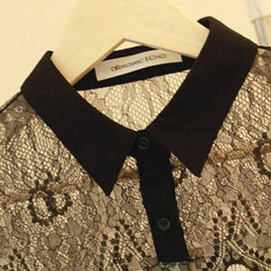New 2018 Fashion Women Ladies Vintage Chiffion Blouses Shirts Long Sleeve Tops Blusas haut dentelle Lace Blouse chemise femme