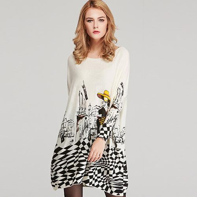 New 2018 Autumn Long Women Sweater Casual Coat Batwing Sleeve Print Women's Sweaters Clothes Pullovers Fashion Pullover Clothing