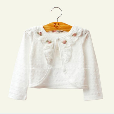 2017 Baby Girls Outerwear 100% Cotton White Baby Girl Jacket Cardigan Sweater For 1 Year Old Baby Girls Clothes RKC175005