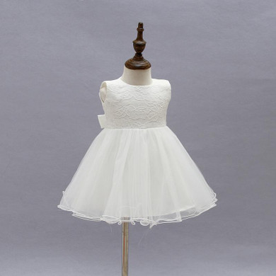 2017 baby Christening Gown White Tulle Infant Princess Baptism Dress Toddler Baby Girls Party Wedding Dress tutu dress