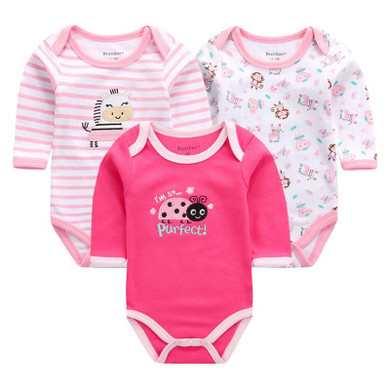 2017 Baby Bodysuits 3pcs/lot Clothing Cotton Body Baby Girl Boy Clothes Long Sleeve Cartoon Print Bodysuit Newborn Baby Overalls