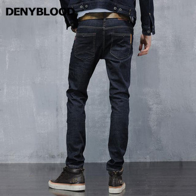 Denyblood Jeans Mens Slim Jeans Pants Stretch Denim Dark Blue Stonewashed Fashion Casual Pants Trousers 8602