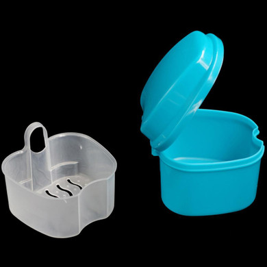 Denture Bath Box Case Dental False Teeth Storage Box with Hanging Net Container Parents Kids Daily Healthy Care Free Shipping