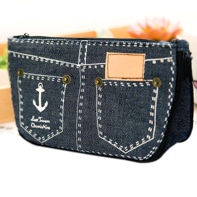 Denim Shorts Big Capacity Pencil Case Canvas Home Storage Cosmetic Bags School Pen Bag