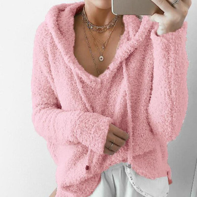 2018 Autumn Women Mohair Sweater Hooded Pullover V Neck Cashmere Sweaters Fashion Sweet Loose Warm Winter Mohair Tops Pullover 2018 Autumn Women Mohair Sweater Hooded Pullover V Neck Cashmere Sweaters Fashion Sweet Loose Warm Winter Mohair Tops Pullover