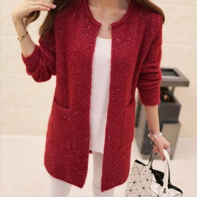 2018 Autumn Winter New Women sweater coat Casual Long Sleeve Knitted Cardigans Sweaters Fashion loose Cardigan sweater