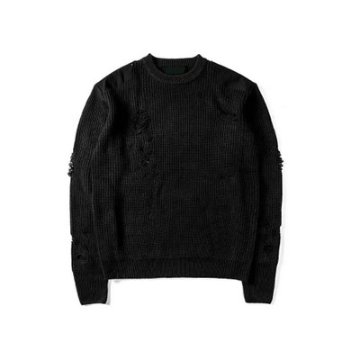 2018 Autumn winter KANYE WEST OVERSIZE Damage holes torn men knitting sweater Hip hop Fashion Joining together green sweater