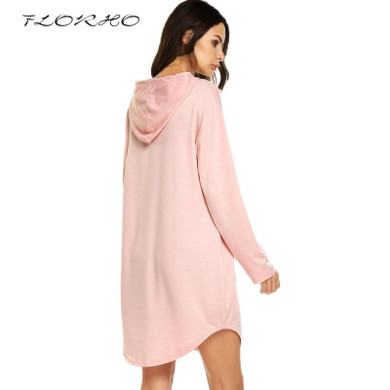 2018 Autumn Spring Oversized Hoodies Womens Long Hooded Pullover Solid Color Casual Hip Hop Hoodie Sweatshirts Pink Big Size 5XL
