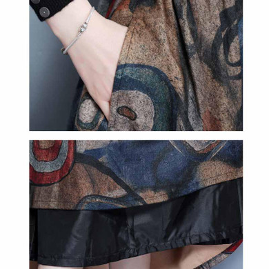 Autumn Winter Maxi Woolen Skirt Women Retro Thick High Waist Long Skirt Faldas Big Swing Pleated Prints Wool Skirts Women