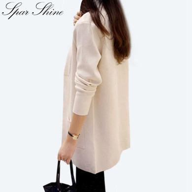Autumn Winter Long Cardigan Women Sweater With Pocket Loose knitted Sweaters Outwear Coat female cardigans feminino 2017