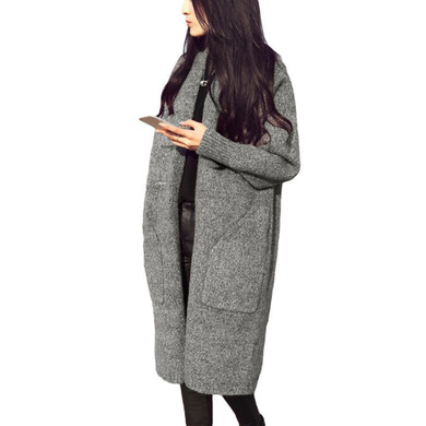 Autumn Winter Long Cardigan 2017 Women Sweater Open Stitch Vintage Sweater Loose Warm Long Knitted Cardigans Warm Outwears ja735