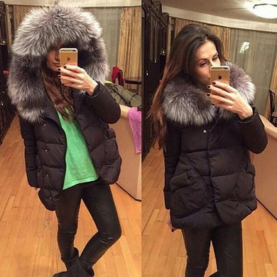 Autumn Winter Jacket Women 2015 Parkas for women Thick Warm Wadded Jackets and coats With a Hood Large Faux Fur Collar Coat H182