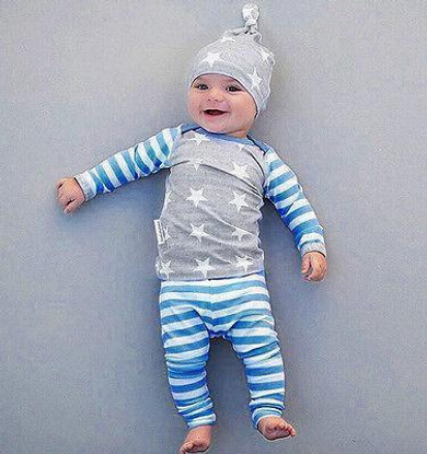 Autumn Winter Children Clothes Set Newborn Baby Girl Boy Clothes Long Sleeve Striped Tops+Pants Hat 3pcs Outfit Set
