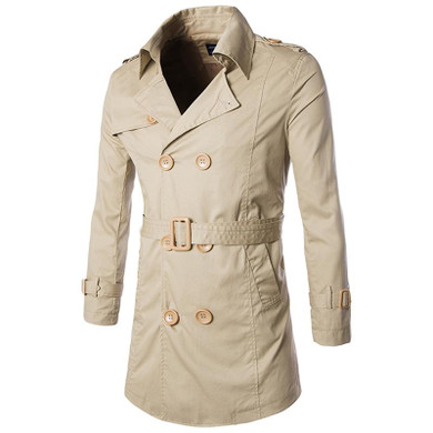 Autumn Trench Coat Men Double Breasted Long Trench Coat Fashion Slim Windbreaker Jackets Mens Casual Coat F01