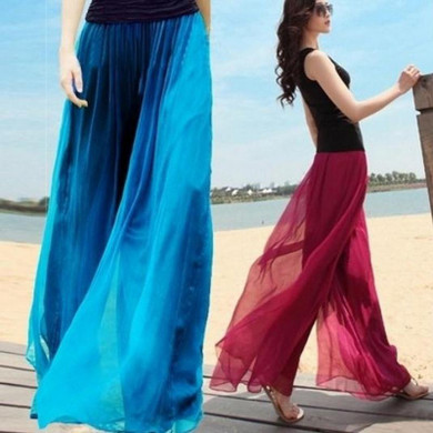 LASPERAL 2017 Fashion Lady Wide Leg Chiffon Pants High Waist Long Loose Palazzo Pants Culottes Trousers Women Summer Pantalones