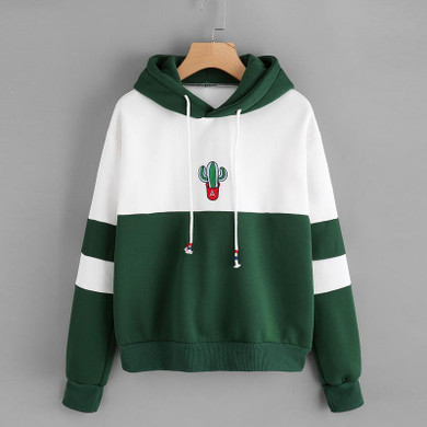 LASPERAL 2017 Fashion Hoodie Women Long Sleeve Cactus Print Hoodie Sweatshirt Pullover Tops Blouse Cotton Blend Jumper Hoodies